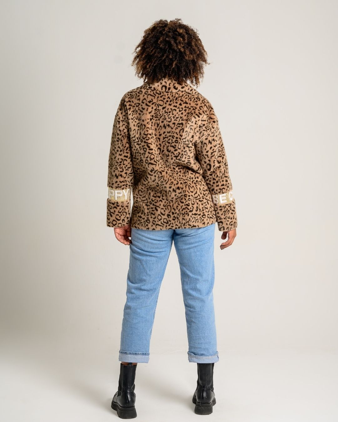 Giacca modello chiodo in pelliccia sintetica stampa leopardo - Marpel l'Atelier
