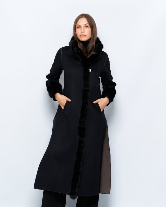 Cappotto Reversibile In Cashmere Con Bordi In Pelliccia Di Zibellino